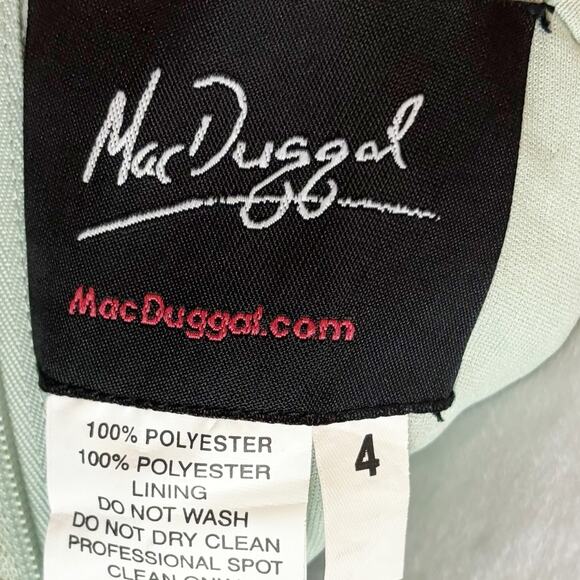 Mac Duggal One Shoulder Ruffle Mini Dress Green 4 NWT - Picture 8 of 12